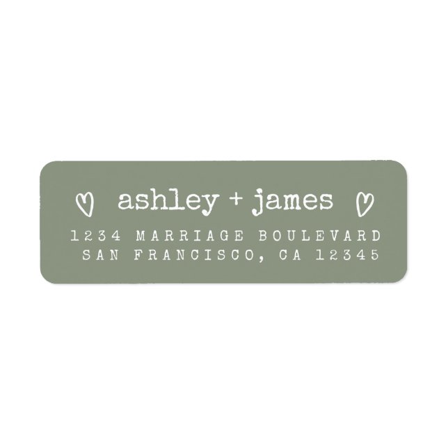 Sage Green Heart Script Couple Return Address  (Front)