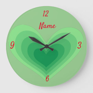 Sage Green Heart Thunder_Cove Large Clock