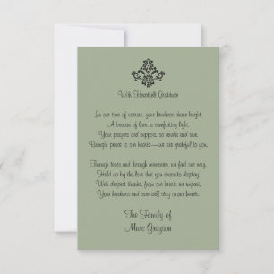 Sage Green Heartfelt Gratitude Family Thank You Card