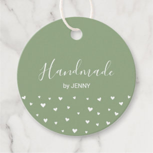 Sage Green   Hearts Handmade, Craft Package Tag