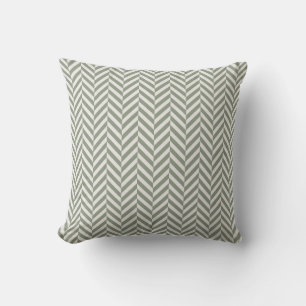 Sage Green Herringbone Geometric Cushion