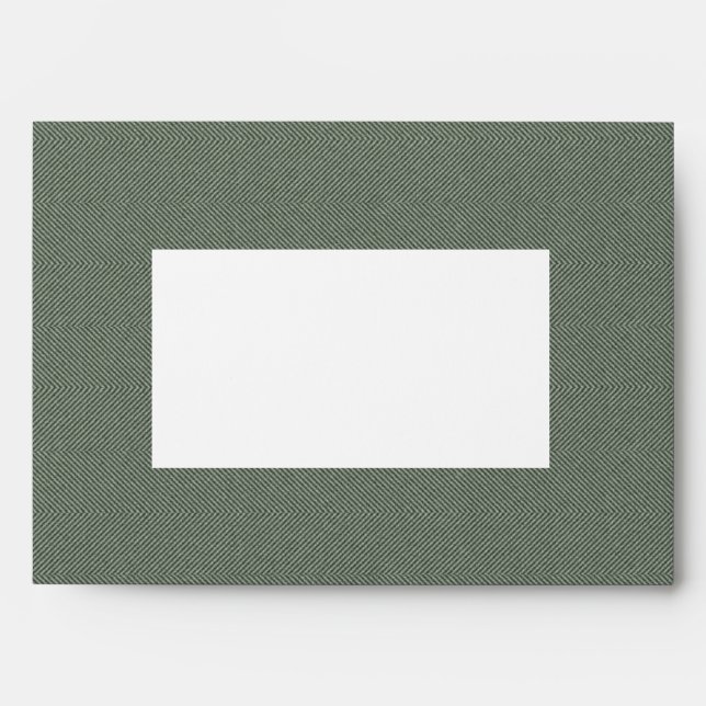 Sage green herringbone simple classic holiday envelope (Front)