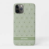Sage Green Hexagon Honeycomb Geometric Pattern
