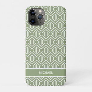 Sage Green Hexagon Honeycomb Geometric Pattern Case-Mate iPhone Case