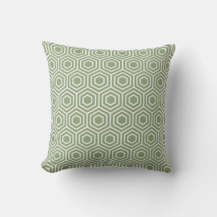 Sage Green Hexagon Honeycomb Geometric Pattern Cushion