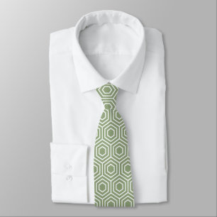 Sage Green Hexagon Honeycomb Pattern  Tie