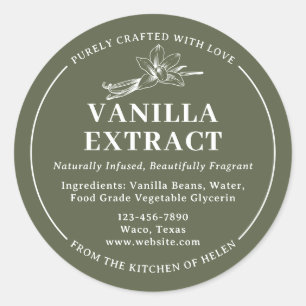 Sage Green Homemade Vanilla Extract Label