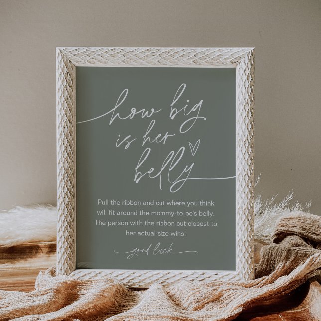 SAGE Green How Big Is Her Belly Baby Shower Game Poster (Creator Uploaded)