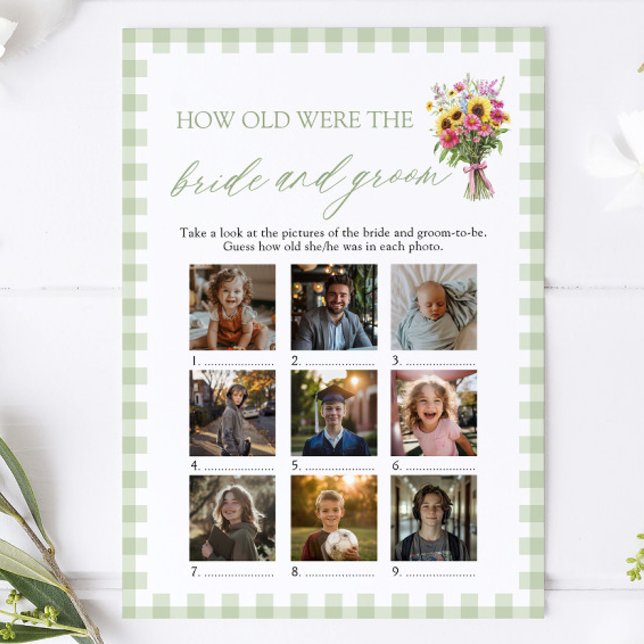 Sage Green How Old Were The Bride & Groom Game Invitation (Sage Green How Old Were The Bride & Groom Game)
