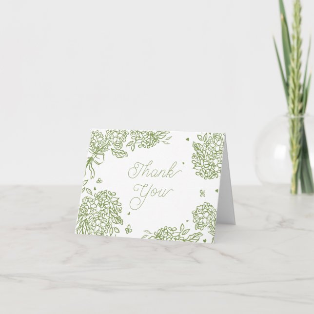 Sage Green Hydrangea Thank You Card (Front)