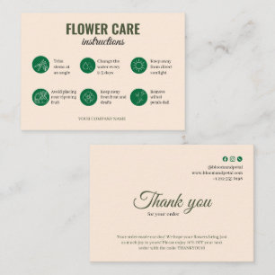 Sage Green Icon Flower Care Thank You Card