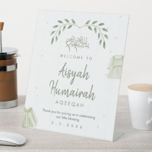 Sage Green Iislamic Aqiqah Welcome Sign 