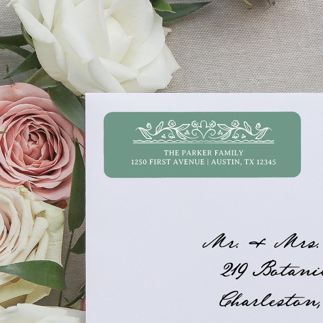 Sage Green Illustrated Botanical | Return Address (Creator Uploaded)