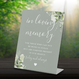 Sage Green In Loving Memory Greenery Wedding Pedestal Sign