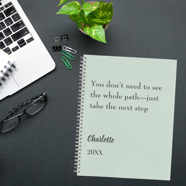 Sage green inspirational goal quote notebook (Creator Uploaded)