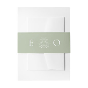 sage green invitation belly band
