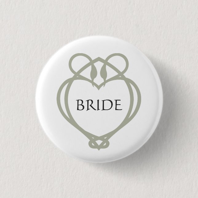 Sage Green Irish Celtic Swan Bride 3 Cm Round Badge (Front)