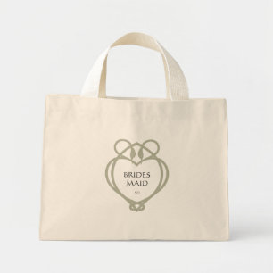 Sage Green Irish Celtic Swan Bridesmaid Initials Mini Tote Bag