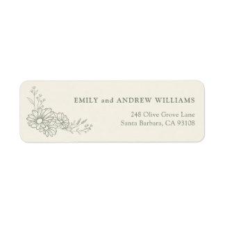 Sage Green Ivory Daisy Wedding Return Address