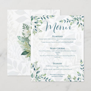 Sage Green Ivory Eucalyptus Budget Wedding Menu