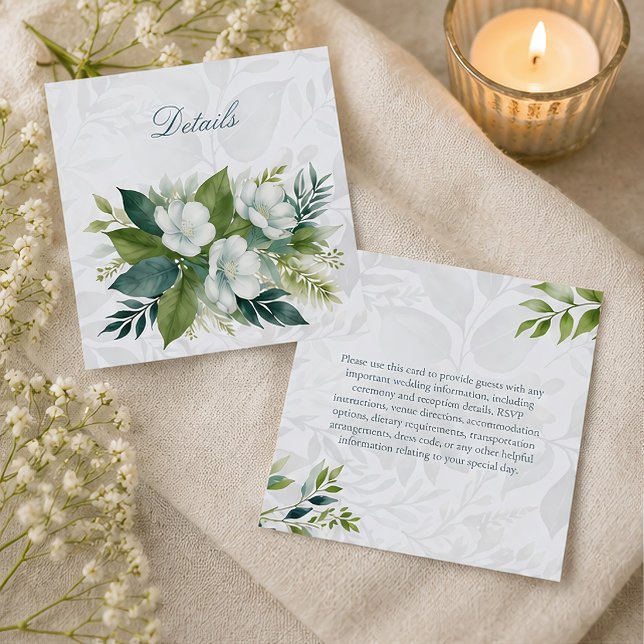 Sage Green Ivory Eucalyptus Wedding Details Card (Creator Uploaded)