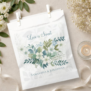 Sage Green Ivory Eucalyptus Wedding Love is Sweet Favour Bags