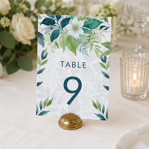 Sage Green Ivory Foliage Eucalyptus Wedding Table Number