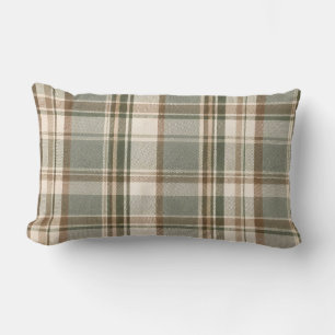 Sage Green & Ivory Heritage Tartan Rustic French Lumbar Cushion