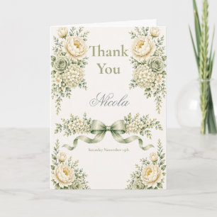 Sage Green Ivory Sweet Sixteen Thank You Card