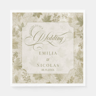 Sage Green Ivory Wedding Napkin