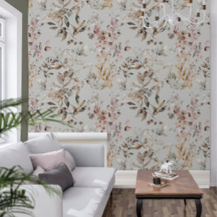 Sage Green Jewel Tone Berry Botanical Wallpaper