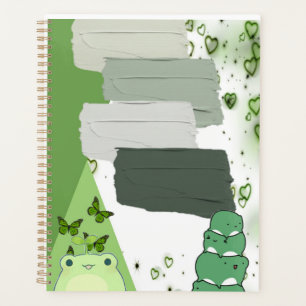 Sage Green Kawaii Frog Planner for Students