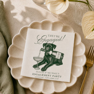 Sage Green Labrador Retriever Champagne Engagement Napkin