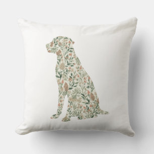 Sage Green Labrador Retriever Wildflower Cottage Cushion