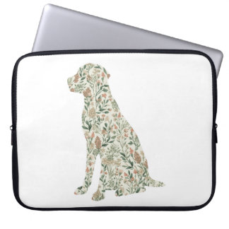 Sage Green Labrador Retriever Wildflower Cottage Laptop Sleeve