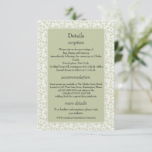 Sage Green Lace Classic Wedding Details Enclosures Enclosure Card