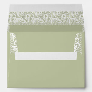 Sage Green Lace Classic Wedding Envelope Liner Set