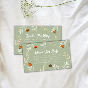 Sage Green Ladybug Greenery Books For Baby Shower Enclosure Card