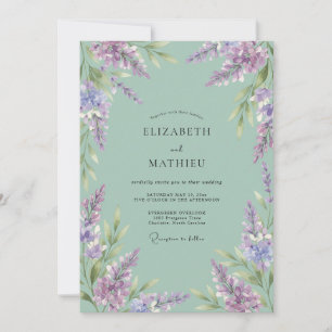 Sage Green Lavender Bloom Wedding Invitation
