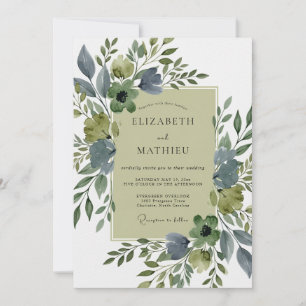 Sage Green Lavish Botanical Wedding Invitation