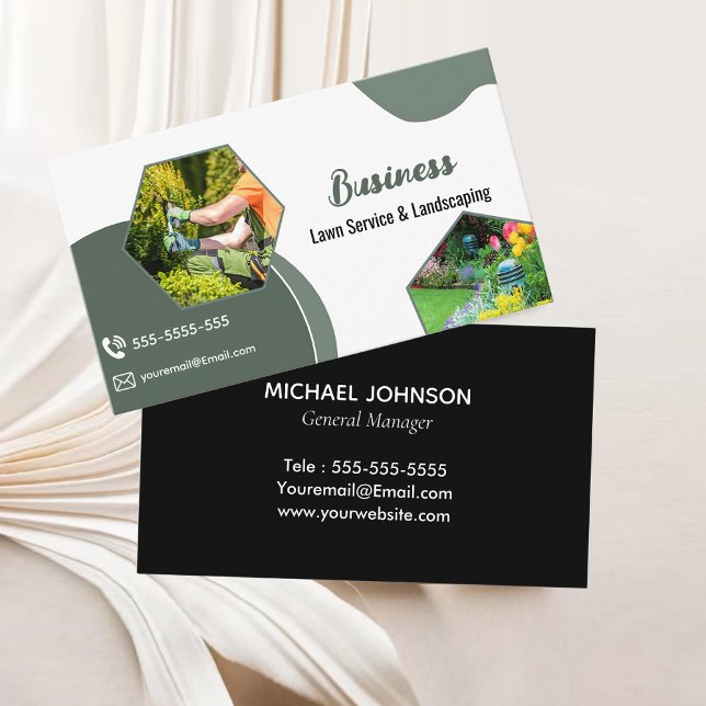 Sage Green Lawncare & Landscaping Service Business Card (Sage Green Lawncare & Landscaping Service Business Card)