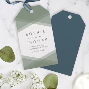 Sage Green Layered Geometric & Blue Slate Gift Tags