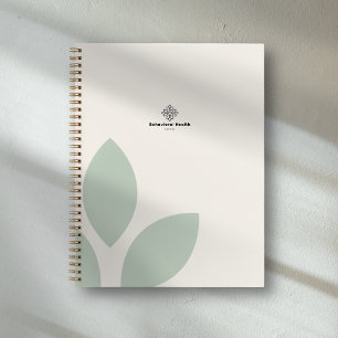 Sage Green Leaf Cream Counsellor Health Logo Notebook