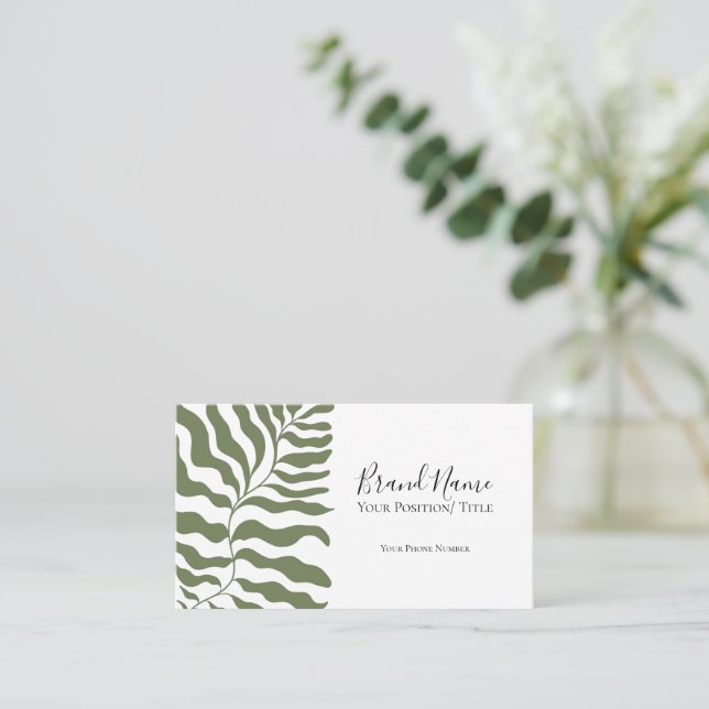 Sage Green Leaf Elegant Branding Card | Minimal (Standing Front)