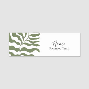 Sage Green Leaf Elegant Branding Card   Minimal Name Tag