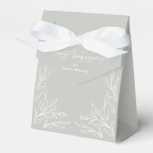 Sage Green Leaf Motif Happy Thanksgiving Favour Box