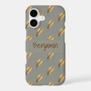 Sage Green   Leaf Pattern   Monogram Name