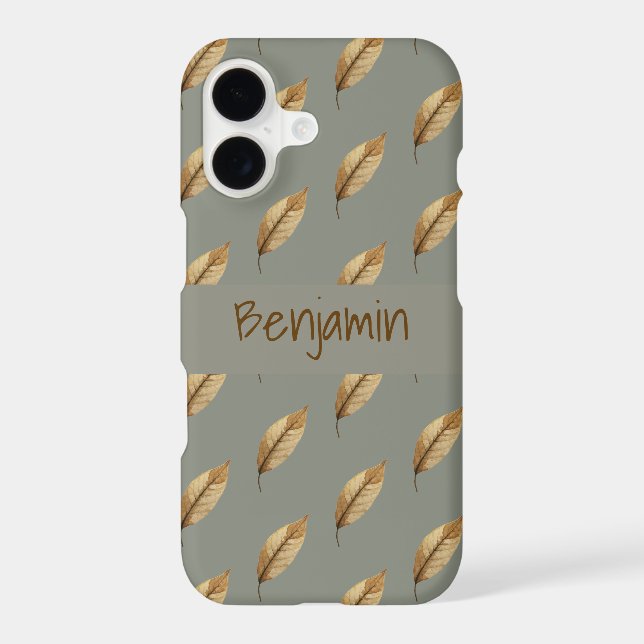 Sage Green | Leaf Pattern | Monogram Name (Back)