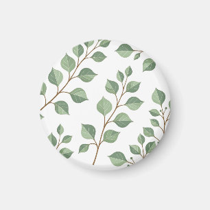 Sage Green Leafy Branches Botanical Watercolor Magnet