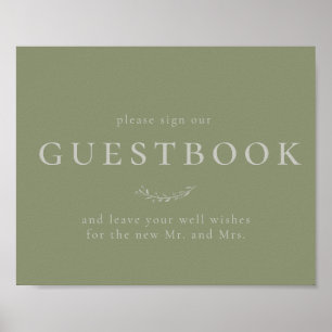 Sage Green Leaves and Berries Guestbook Sign